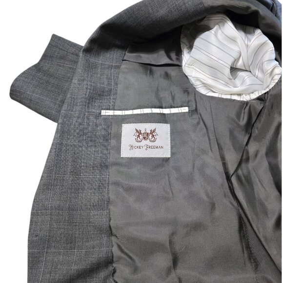 Hickey Freeman Vintage Milburn II Wool Windowpane Single Breasted Blazer Sz 46L - Picture 10 of 14